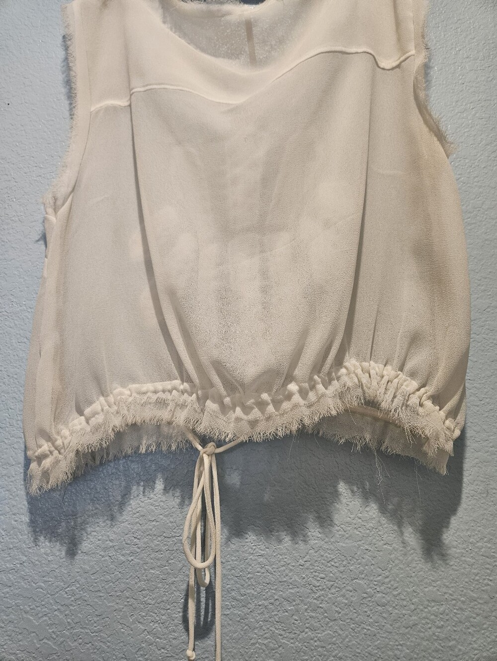 Free People Cream Embroidered V-Neck Sleeveless Top sz Large - Picture 5 of 9